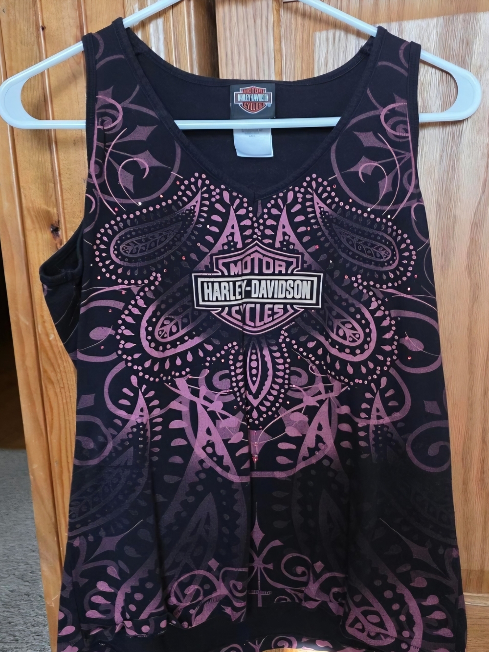 Harley-Davidson Black & Purple Paisley Logo Tank Top